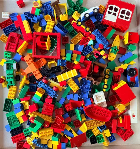 Vintage 1990s LEGO DUPLO Bricks & Loose Pieces 8 LBS Lot Vehicles Buildings MORE