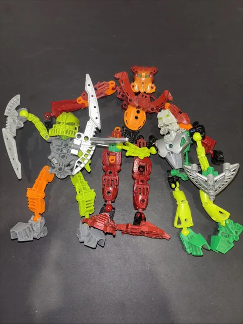 Vintage 3X Lego Bionicle Figures Lot All With Flaws