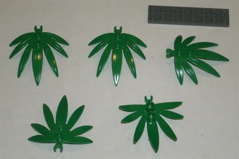 LEGO NEW 6x5 Green Plant Leaves Swordleaf Clip (5x) 6022936 Brick 10884