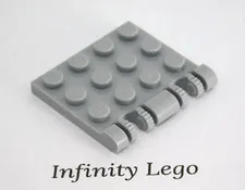 4 LEGO Light Bluish Grey Hinge Plate 4 x 4 Locking Two Stubs (44570) - 4 Pieces