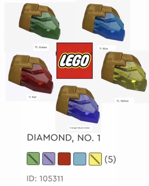 LEGO Translucent Diamond Pieces 5 Colors $25  Lot of 5