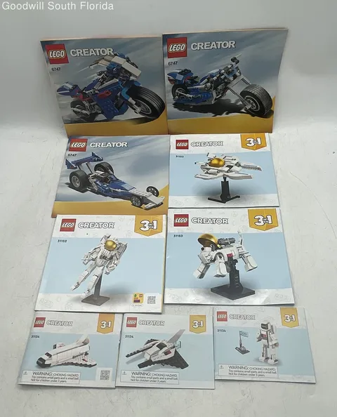 Lot Of 9 Pcs Assorted Lego Creator 3-In-1 Booklet Instructions Manuals