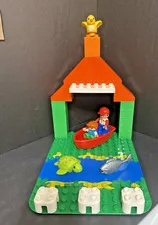 Lego Duplo Fishing Boat Fish Turtle Base Plate Water Stream Bricks Set