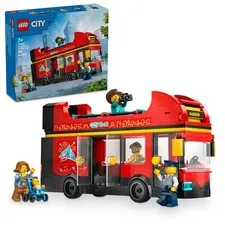 LEGO City Red Double-Decker Sightseeing Bus Toy Vehicle Set, Multicolor
