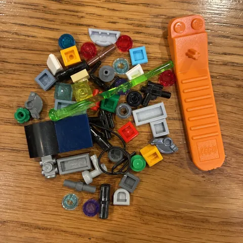 LEGO Mixed Small Parts Accessories Lot + Orange Brick Seperator Weapon Tiles