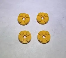 Lego Lot Of 4 Flame Yellowish Orange 2x2 Round Plate Plates New City Part