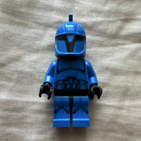 LEGO Blue Armored Plastic Minifigure w/ Helmet and Black Hands