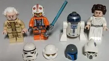 Lego Star Wars Minifigures from X-Wing Set and Star Wars Character Headgear
