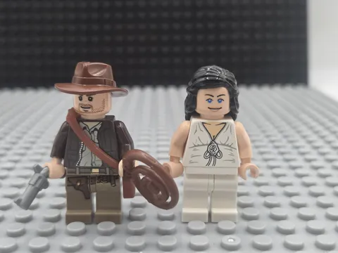 Lego Indiana Jones & Marion Ravenwood Minifigs whip satchel 7623 7622 Lot Of 2