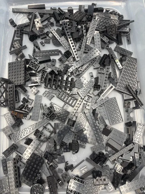 1 lb. Bulk Mixed Black Legos - standard blocks and unique pieces (Lot C)