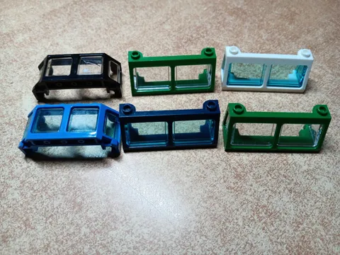 LEGO BULK LOT OF 6 BOAT/TRAIN WINDOWS WINDSCREEN 2X6X2 WITH PANES MIXED COLORS