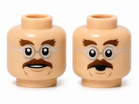 LEGO Minifigure, Head Dual Sided Dark Brown Bushy Eyebrows and Moustache