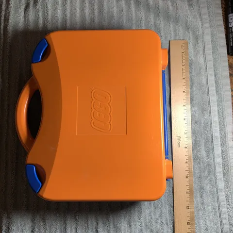 Lego Carrying Case - Travel Mini Figure & Vehicle - Orange and Blue