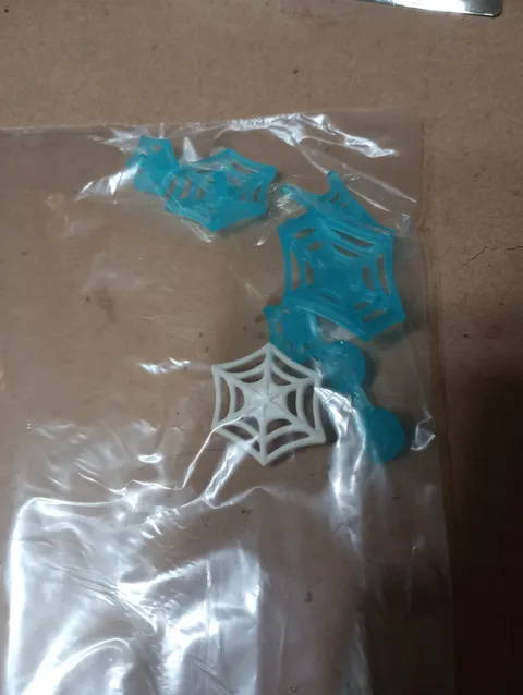 Lego Piece Lot 7 Pieces Of Spiderman Webs, All Blue Except 1 White Piece