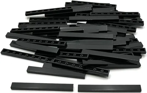 Lego 50 New Black Tiles Flat Smooth 1 x 8 Stud Pieces