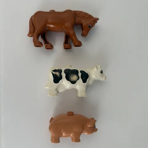 3X Lego Duplo Farm Animals Horse Cow Pig - Old Style Chunky Vintage
