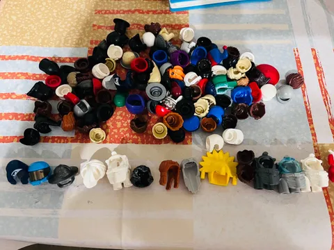 LEGO Lot of over 120 hats & hair - multicolored, LEGO minifigure hats