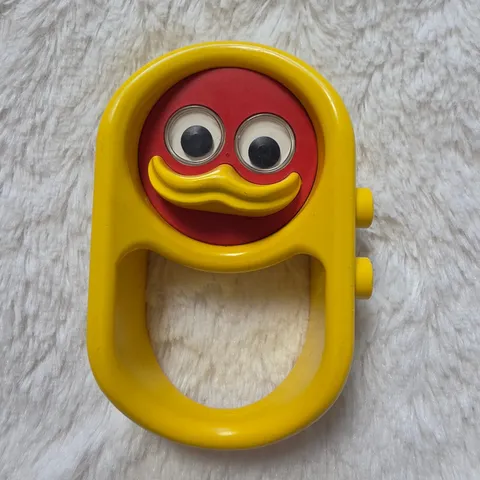 Vintage LEGO Duplo Duck Baby Rattle Teether Yellow Red Googly Eyes 1983 Toy 2037