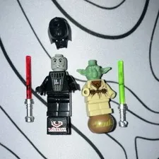 LEGO Star Wars RARE VINTAGE Darth Vader & Yoda Minifigures on Stands