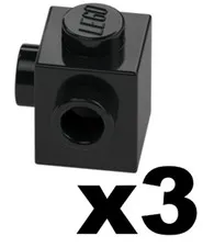 Lego Part 47905 BRICK Black Mod 1 x 1 with Studs on 2 Corner Sides Qty 3 D852 