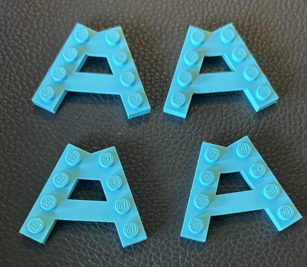 LEGO Wedge Plate A Shape 2 Rows of 4 Studs 15706 Medium Azure Lot of 4