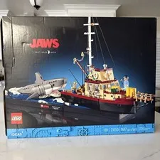 LEGO Ideas Jaws 21350 Complete Set, 1497 Pieces, Ages 18+, Display Stand, 2024