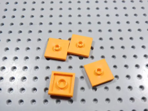 LEGO Lot of 4 Orange 2x2 Smooth Plates Tiles w/ Stud in Center BK