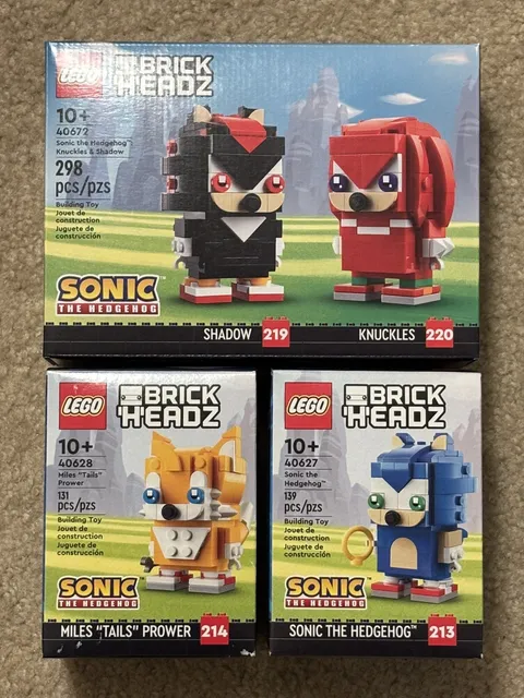 LEGO Sonic BRICKHEADZ 40627-40628-40672 - Sonic+Tails+Shadow+Knuckles Lot - NSIB