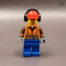 LEGO Minifigure CITY Male Forester Orange Vest Headphones CTY0840 - Set # 60181