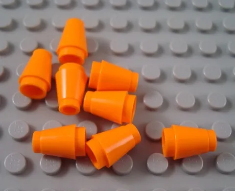 LEGO Lot of 8 Orange 1x1 Brick Cones