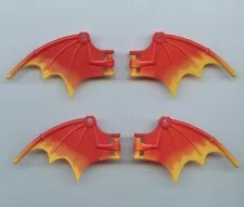NINJAGO LEGO x 4 Red Dragon Wing 8 1/4 x 5 with Marbled Bright Light Orange