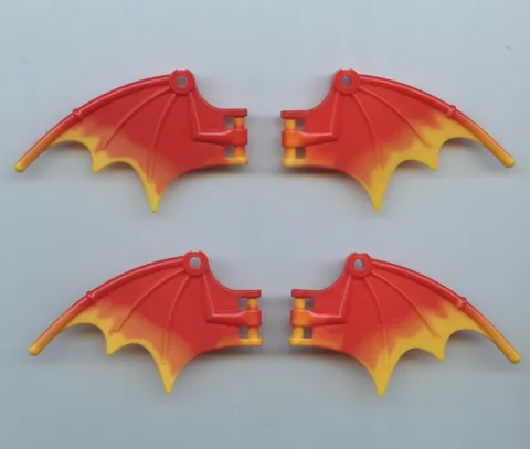 NINJAGO LEGO x 4 Red Dragon Wing 8 1/4 x 5 with Marbled Bright Light Orange