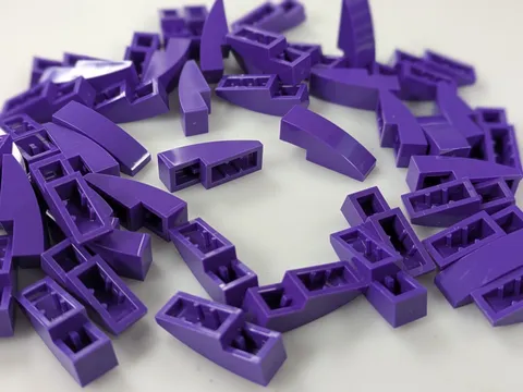 LEGO Lot 50x New Dark Purple Slope, Curved 3 x 1 (50950) Building Bricks Bulk