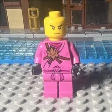 LEGO Minifigure Pink Outfit Black Gloves Yellow Head Plastic