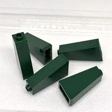 LEGO Parts - Dark Green Slope 75 2 x 1 x 3 - Hollow Stud - No 4460b - QTY 5