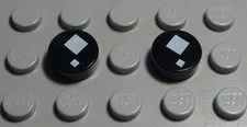 Lego Tile - Tile Round 1x1 Black with Decor 2 Pieces