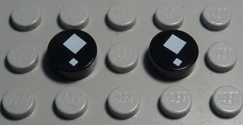 Lego Tile - Tile Round 1x1 Black with Decor 2 Pieces