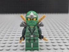 LEGO Green Ninja Ninjago Lloyd ZX Minifigure with 2 Swords 9450
