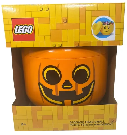 NEW Lego Small Storage Head Jack O Lantern Orange Pumpkin Halloween Decor