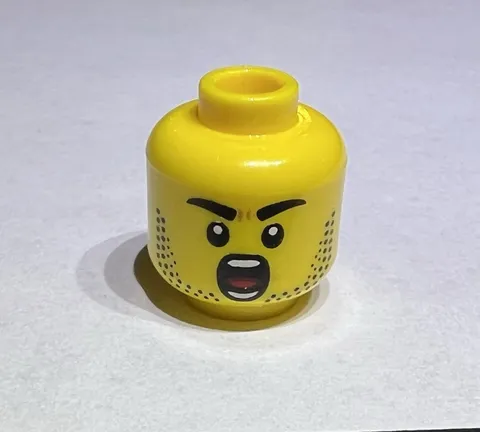 Lego Yellow Minifigure Head 2 Sides Man Yelling Grin Raised Eyebrow New 71052