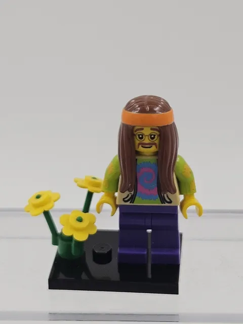 Lego Series 7 Collectible Minifigure Hippie Mini Fig col107 w/ Yellow Flowers