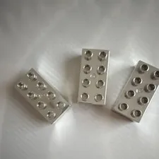 LEGO DUPLO Chrome Silver 2x4 Brick Lot of 3 Specialty Pieces