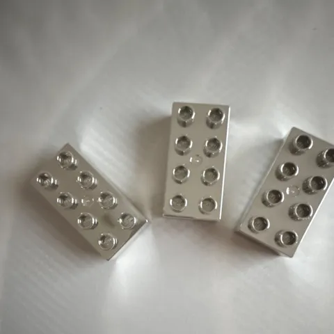 LEGO DUPLO Chrome Silver 2x4 Brick Lot of 3 Specialty Pieces