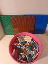 LEGO 10 32X32 Base Plates & 3.5 lbs Pounds Bulk Lot of Loose Bricks Frozen