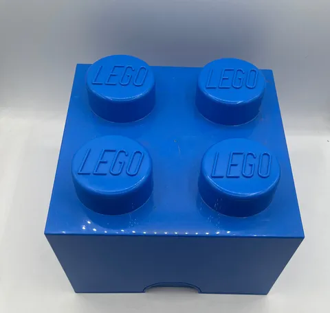 Genuine LEGO Large Blue Storage Bin Box 2x2 Brick 10"x10"x8"