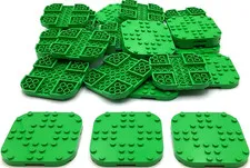 Lego 25 New Bright Green Plates Modified 8 x 8 with Rounded Corners Parts