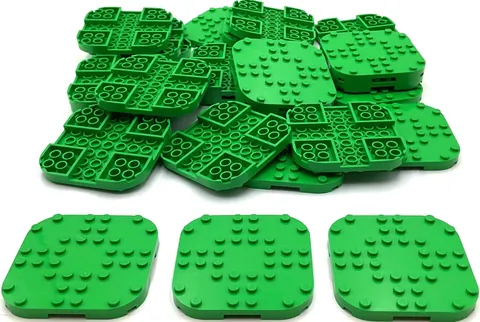 Lego 25 New Bright Green Plates Modified 8 x 8 with Rounded Corners Parts