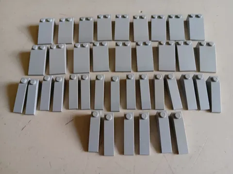 LEGO BULK LOT OF 38 LIGHT BLUISH GRAY SLOPE BRICKS 18° 4X1 4X2 #60477 #30363