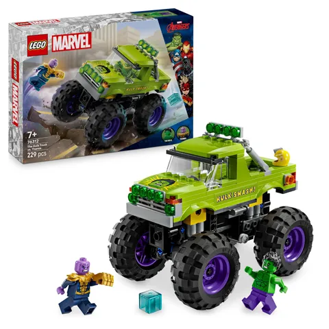 LEGO Marvel The Hulk Truck vs. Thanos - Super Hero Building Toy with a Monster T