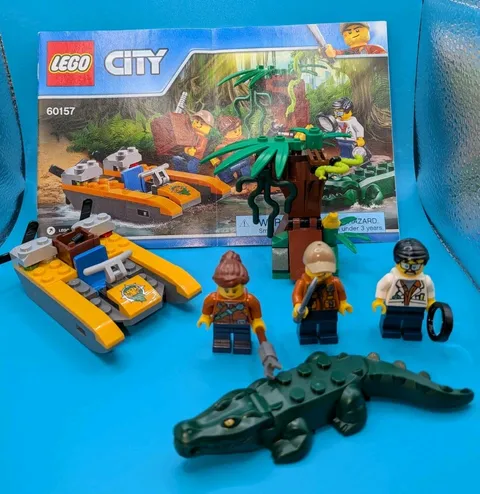 Lego City 60157 Jungle Starter Set 100% Complete w/ Instructions & Crocodile 